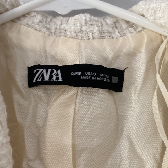 Cream Tweed Zara S Cut Out Collared Dress - Picture 3 of 6